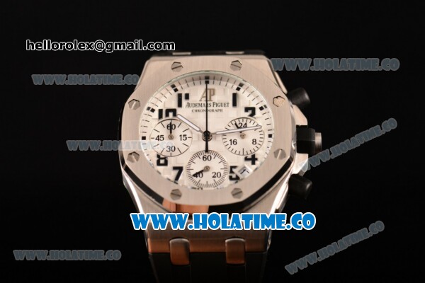 Audemars Piguet Royal Oak Offshore Miyota OS20 Quartz Steel Case with White Dial and Black Arabic Numeral Markers (EF) - Click Image to Close